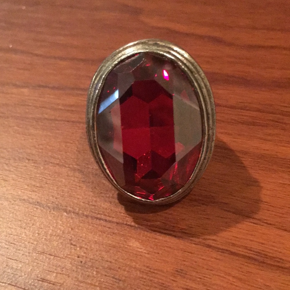 Ruby Colored Stone Ring - image 1